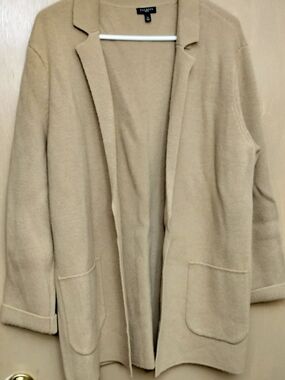 Talbots Women's Open-Front Long Cardigan Jacket — Camel
